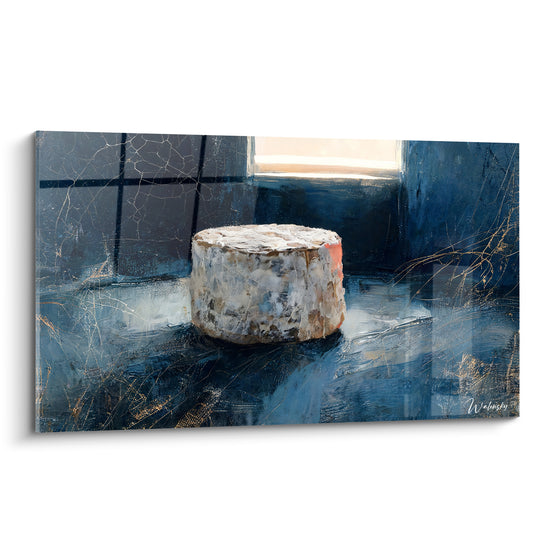 Tableau Meule de fromage bleu marine et doré - Cave secrète - Edition Fromage
