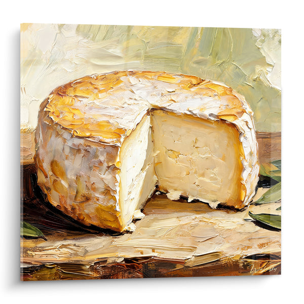 Tableau Meule entamée blanche et ocre au couteau - Plaisir gourmand - Edition Fromage