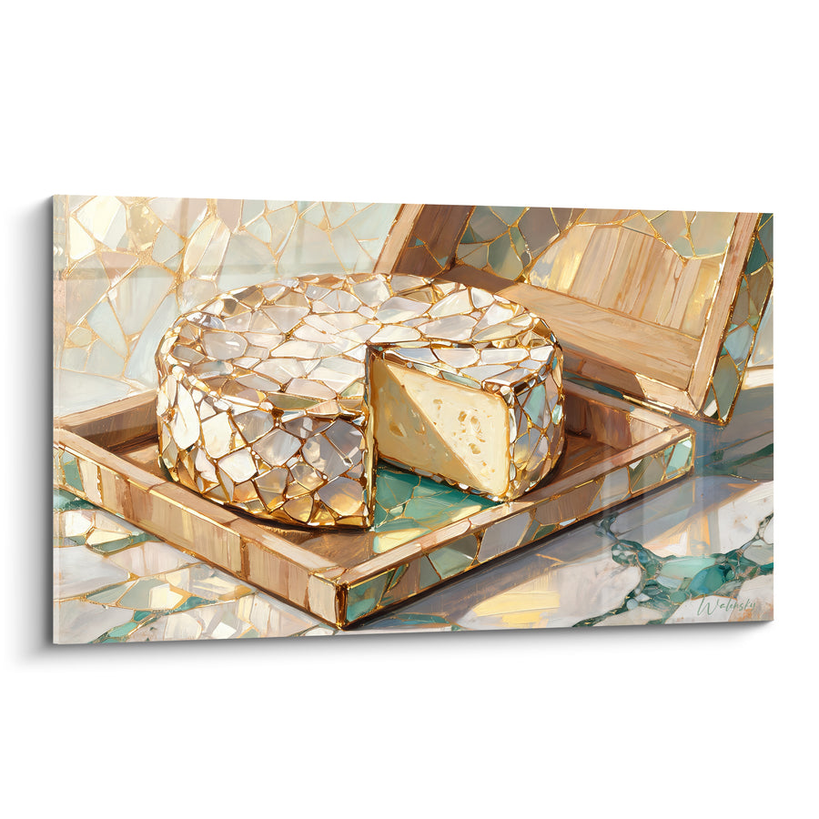 Tableau Meule dorée aux éclats de verre - Éclat précieux - Edition Fromage