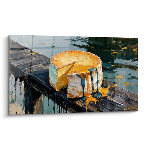 Tableau Meule de fromage safran et bleu marine - Coulée gourmande - Edition Fromage