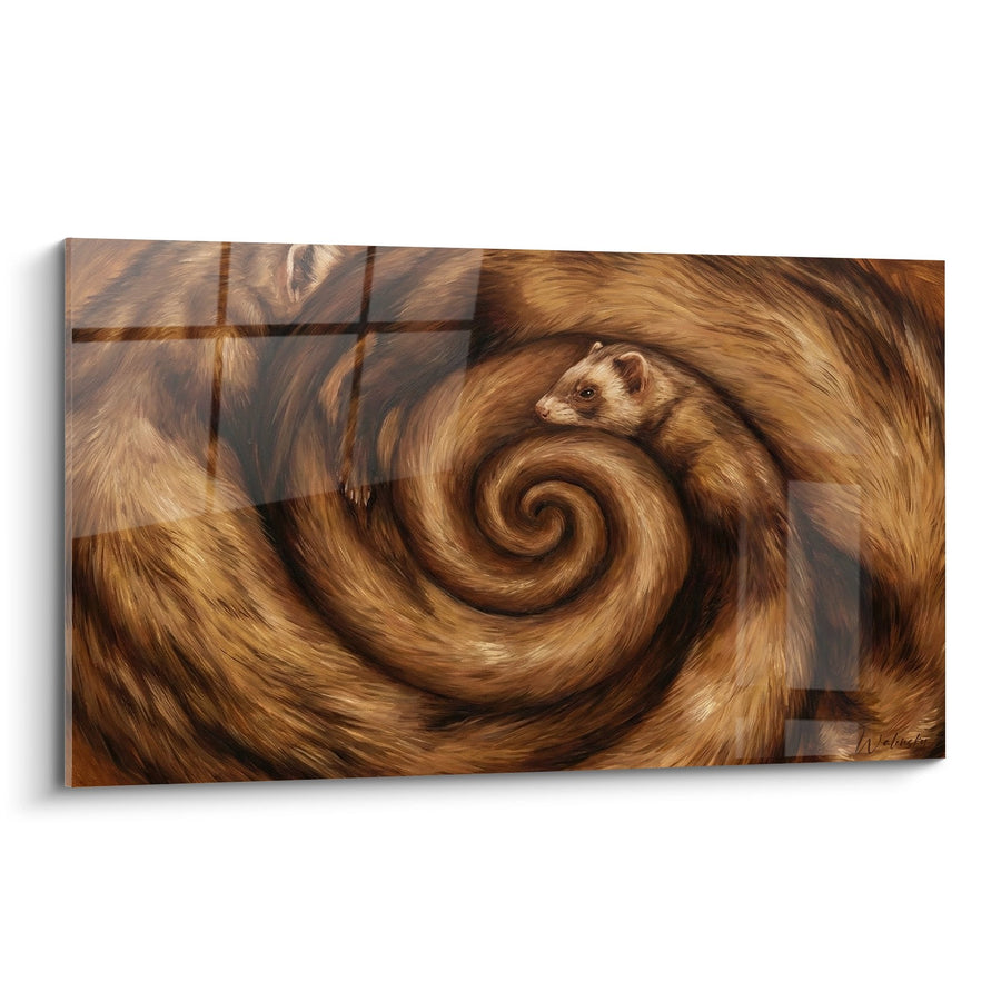 Tableau Furet aux tons dorés dans une spirale de fourrure - Tourbillon Naturel - Edition Furet