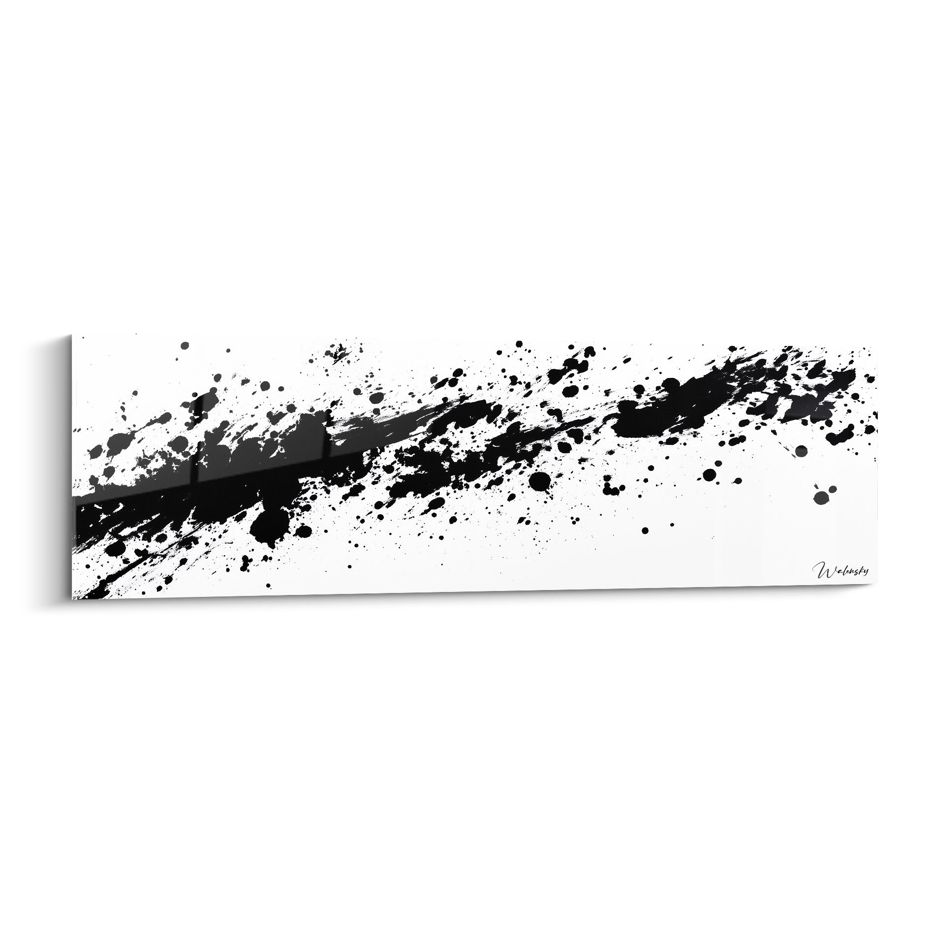 Tableau tacheté noir et blanc Walensky avec des éclaboussures artistiques modernes et abstraites