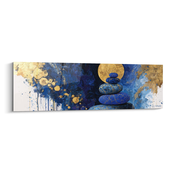 Tabel met Balansen Steen Blue en Goud - Zen Harmonie - Feng Shui Noord Water Editie
