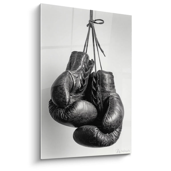 Cuadro Guantes de Boxeo Colgados - Ring Legends - Edición deportes negro y blanco
