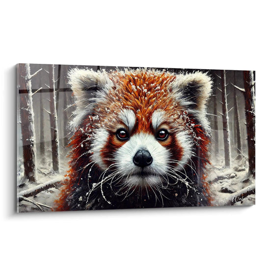 Quadro Guardiano delle Foreste Innevate - Edizione Panda Rosso Animali