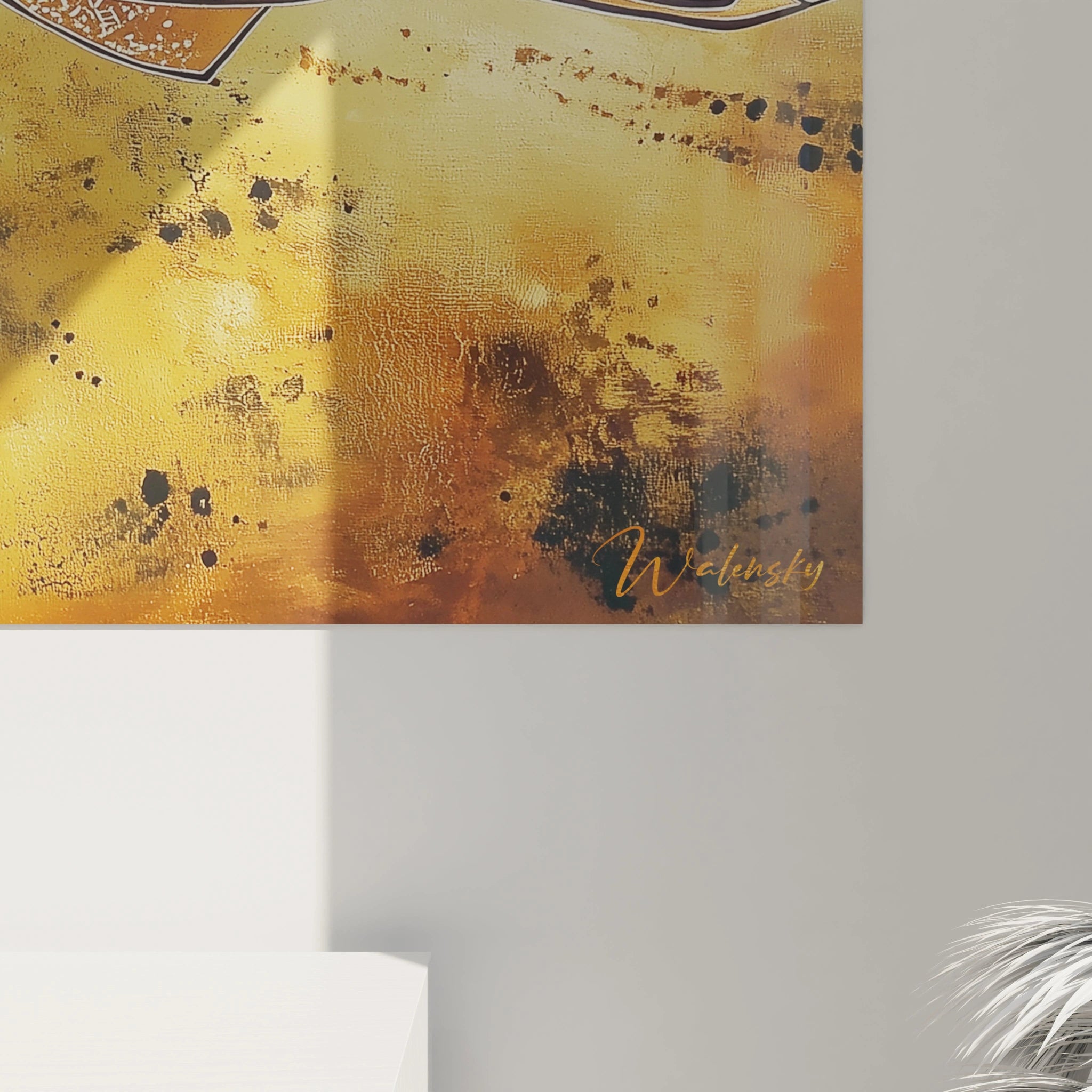 Tableau gazelle Walensky sur fond doré avec des textures artistiques modernes