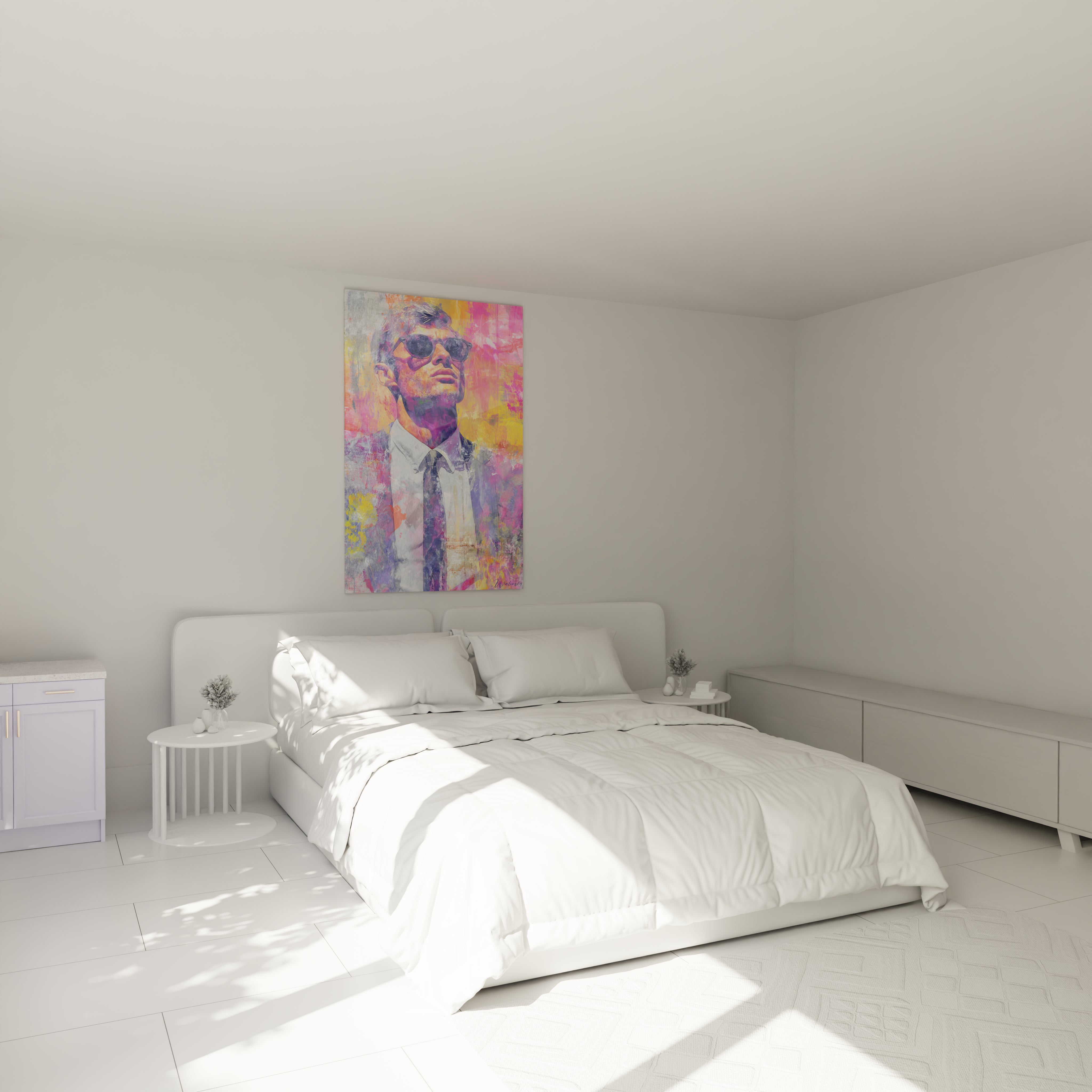 Tableau mural gentleman moderne de Walensky avec des couleurs vives pour une décoration intérieure élégante