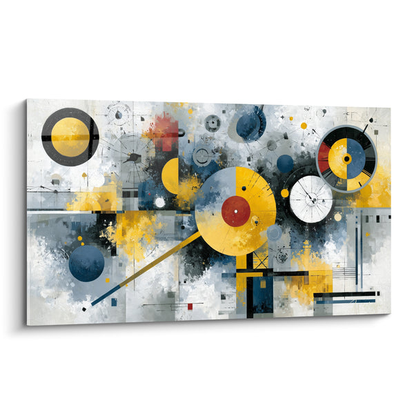 Tableau Cadrans mécaniques jaune et bleu marine - Mécanique du temps - Edition géometrique abstrait