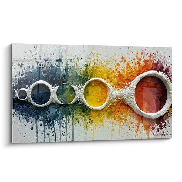 Tableau Cercles bleu marine et rouge éclaboussés - Fusion des teintes - Edition géometrique abstrait