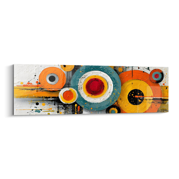 Tableau Cercles concentriques orange et sarcelle - Cadence colorée - Edition géometrique abstrait