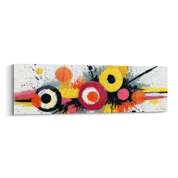Tableau Cercles concentriques rose et jaune éclatants - Éclaboussure joyeuse - Edition géometrique abstrait