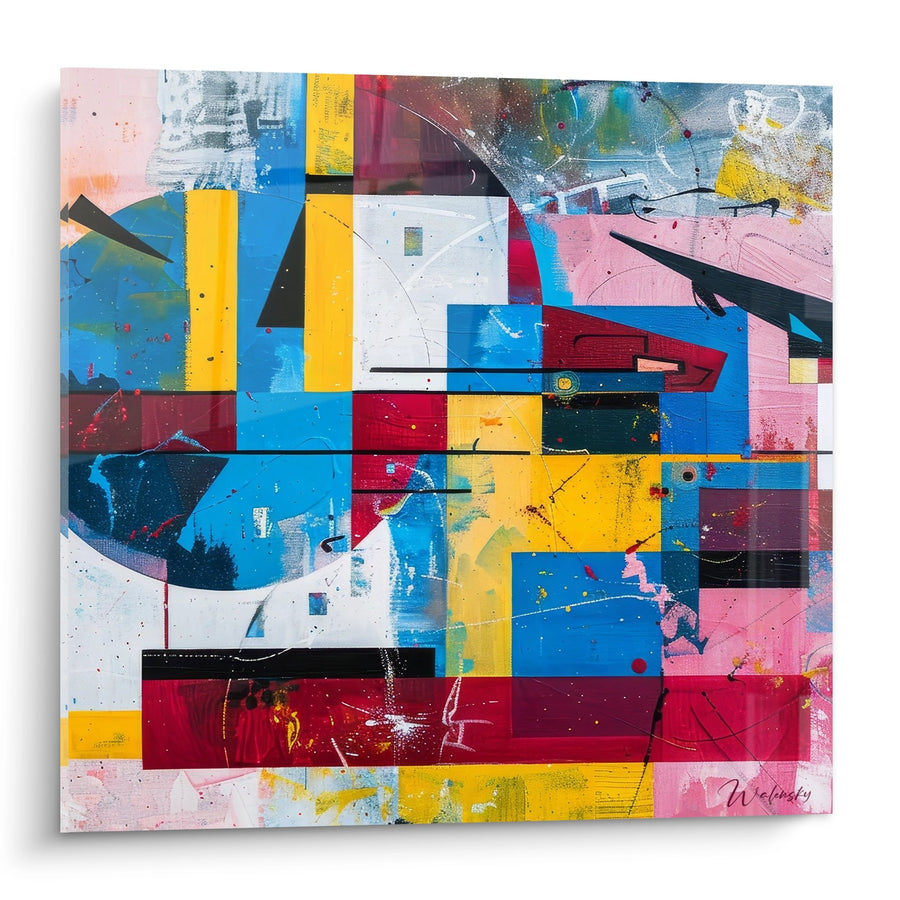 Tableau composition géométrique colorée - Mosaïque urbaine - édition géométrique abstrait