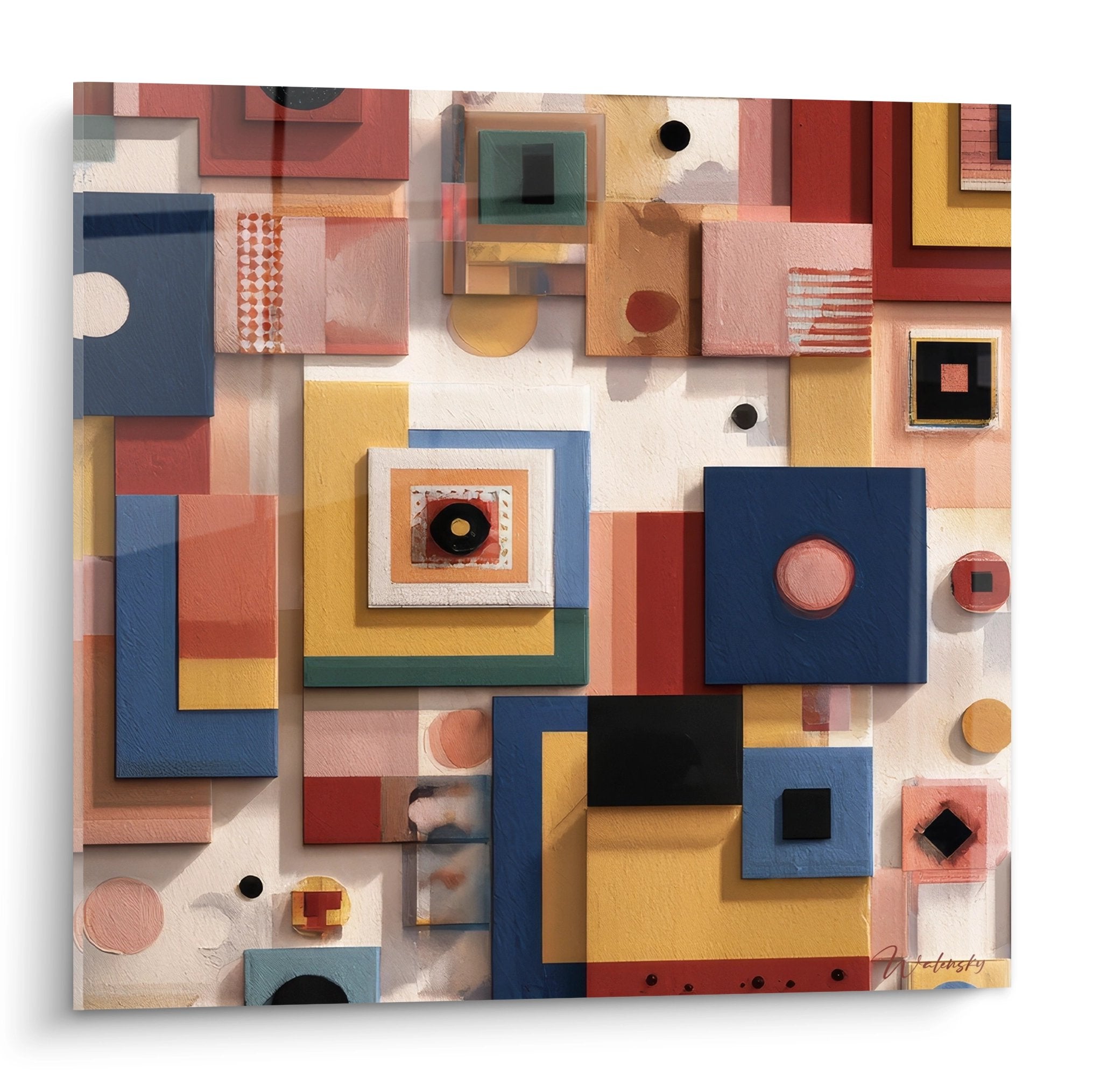 Tableau géométrique abstrait culture africaine aux formes colorées et motifs ethniques modernes