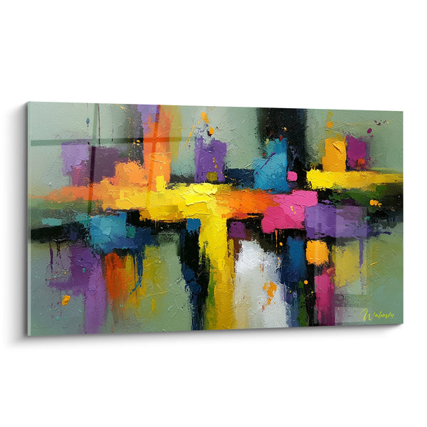 Tableau Blocs colorés jaune et violet fondu - Éclats citadins - Edition géometrique abstrait