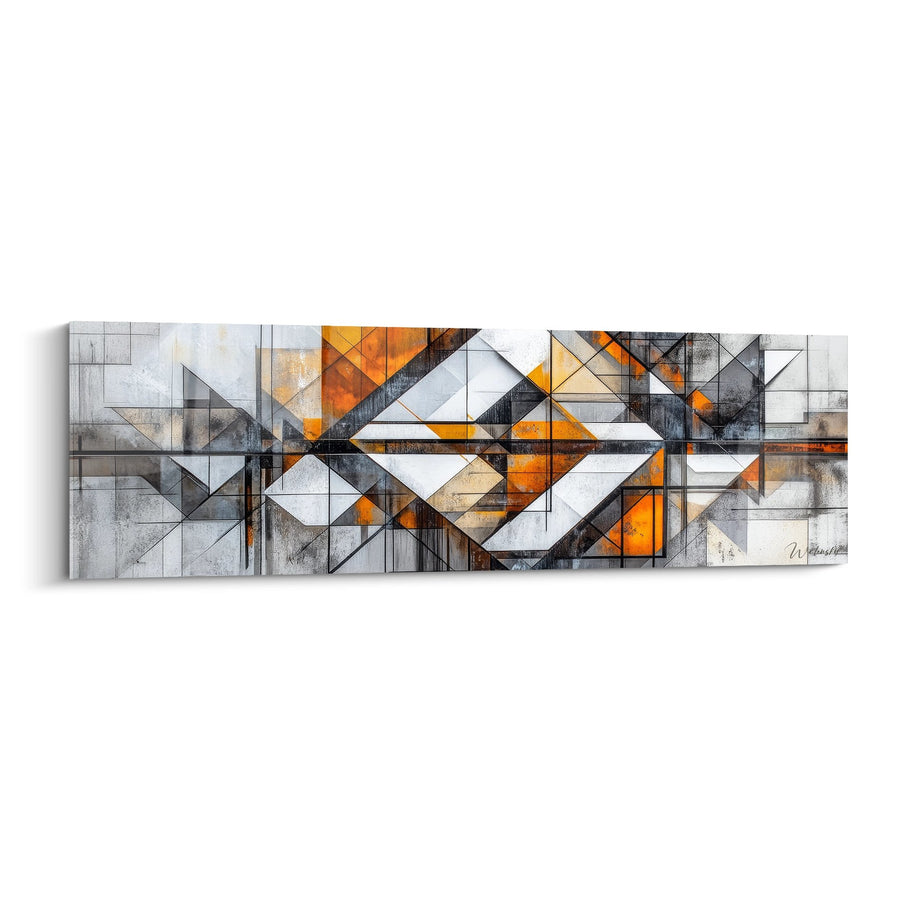 Tableau formes géométriques orange et gris - Fusion architecturale - édition géométrique abstrait