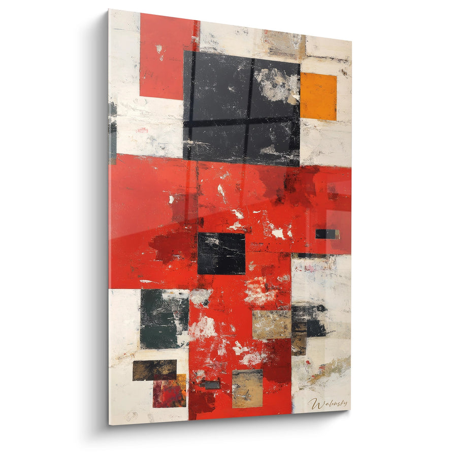 Tableau composition géométrique rouge - Abstraction moderne - édition géométrique abstrait