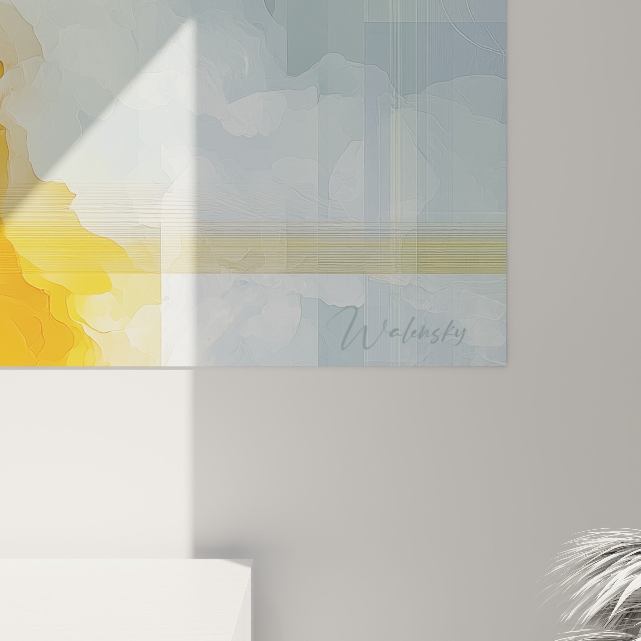 Matière marbrée orange et blanche d'un tableau géométrique abstrait révélant textures et fines lignes graphiques