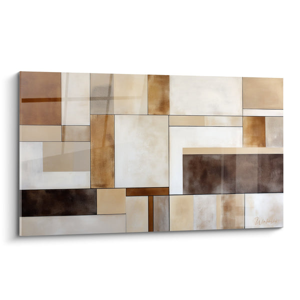 Schilderij Compositie Geometrisch Tonen Beige en Bruin - Aardse Harmonie - Editie Feng Shui Centrum Aarde