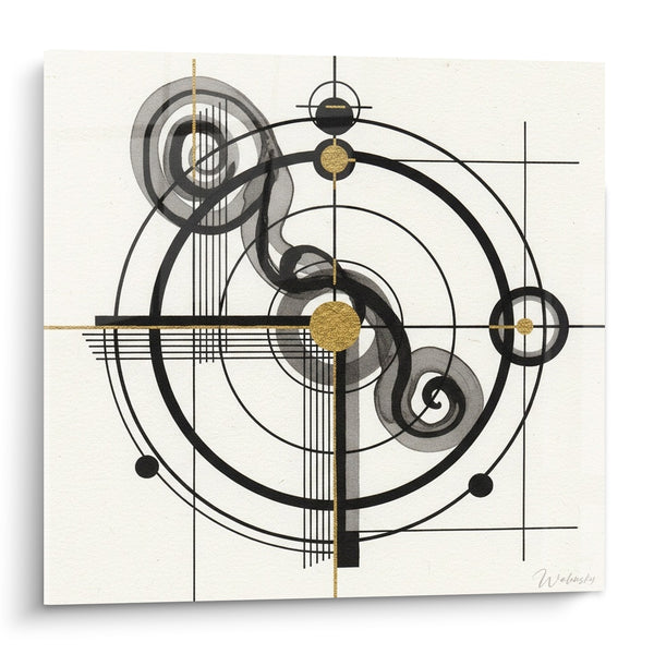Tableau Cercles noirs et dorés à spirales - Mécanique céleste - Edition géometrique