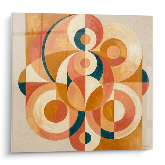 Tableau Cercles concentriques ocre et terracotta symétriques - Rythme symétrique - Edition géometrique