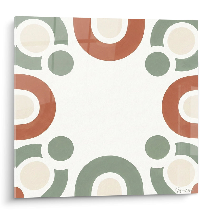Tableau Formes Géométriques Vertes et Terracotta sur Fond Blanc - Harmonie Moderne - Edition Mandala