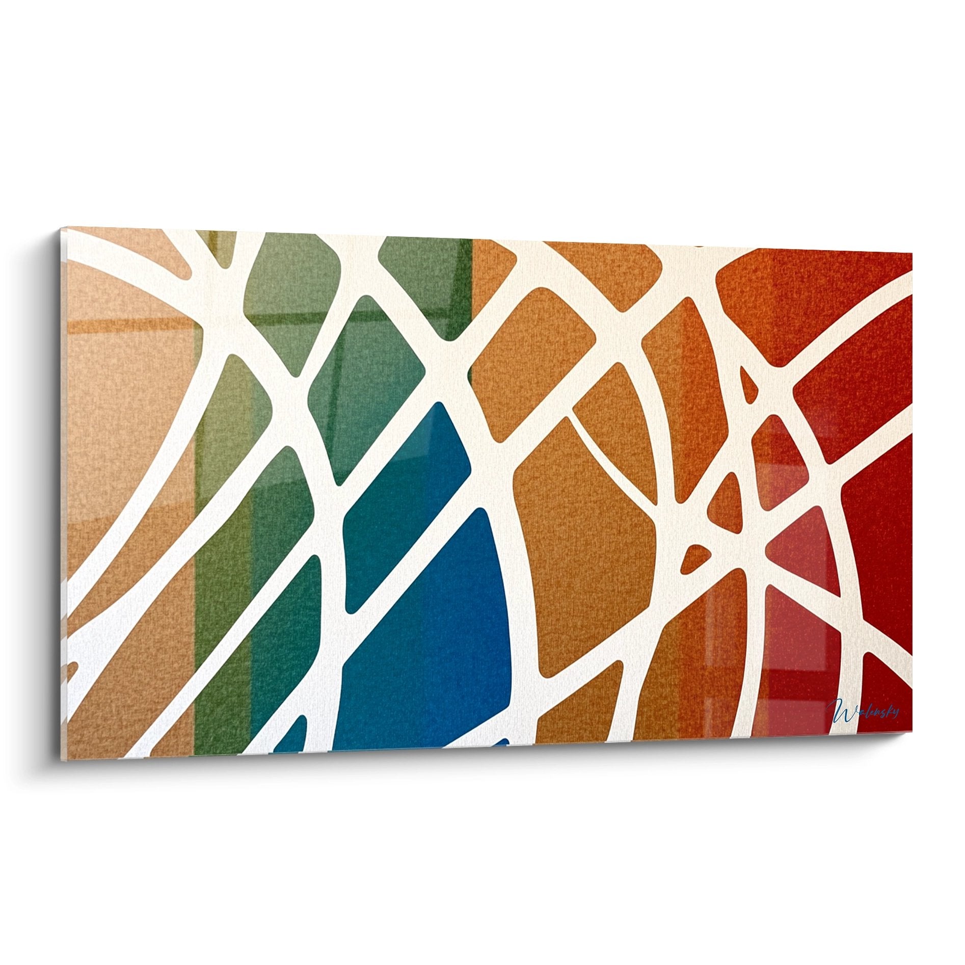Tableau mural géométrique coloré aux motifs abstraits en mosaïque moderne minimaliste