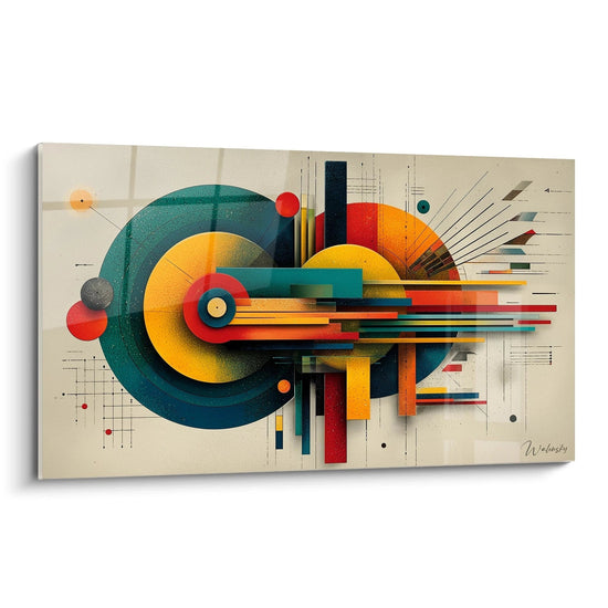 Walensky Wandbild abstrakte Leinwand mit Kreisen und Linien Design, geometrisches Bauhaus Gemälde Wanddekoration