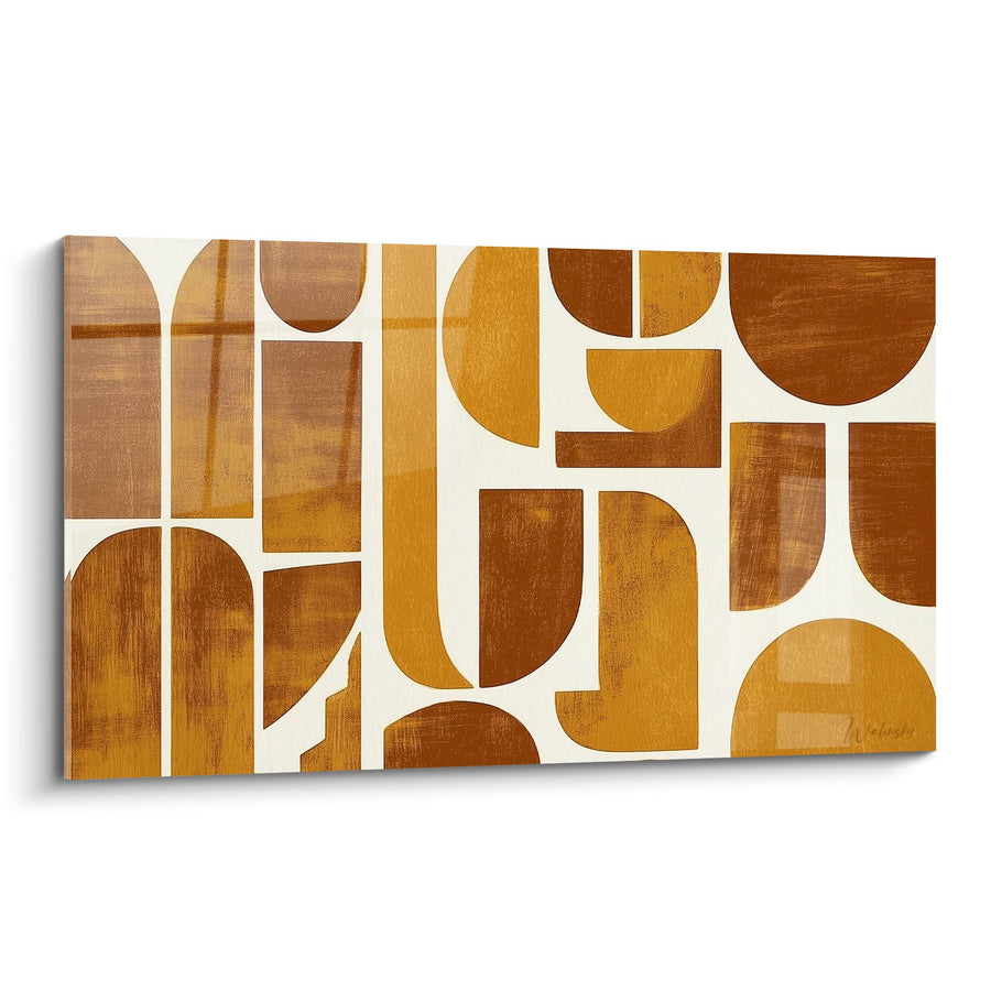 Tableau Formes Géométriques Ocre et Caramel - Harmonie Abstraite - Edition Feng shui Centre Terre