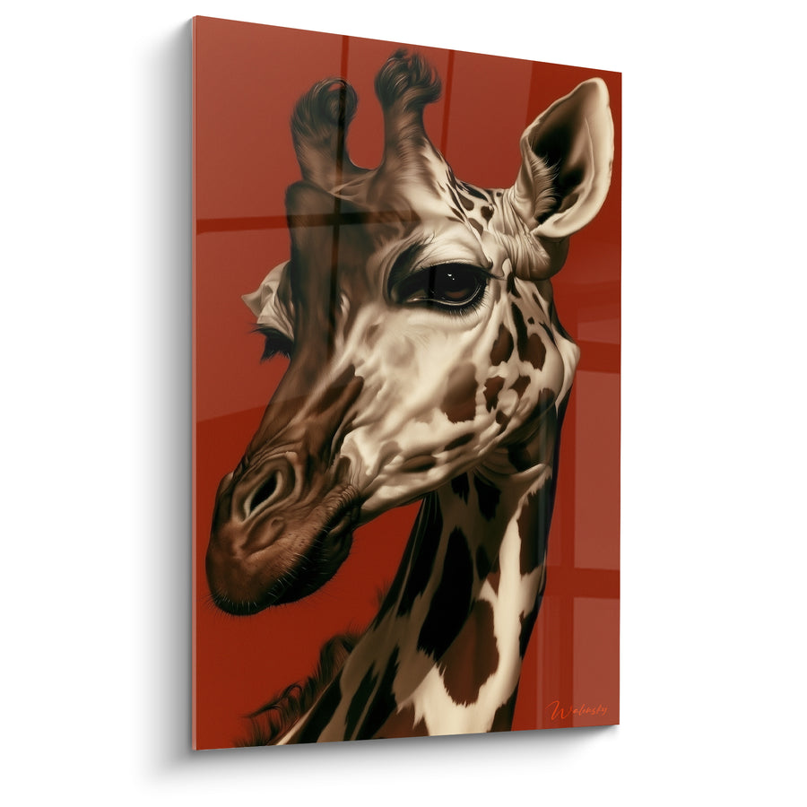 Tableau Girafe fauve et rouge brique - Regard des hauteurs - Edition Girafe