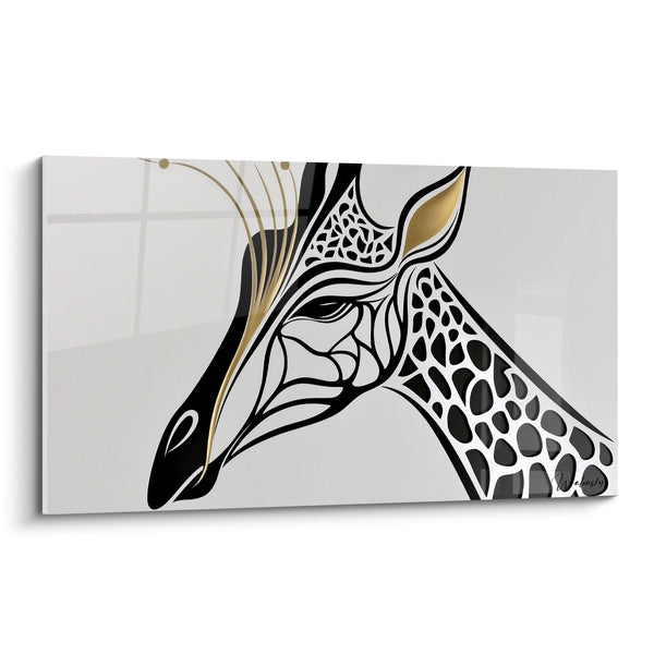 Tableau Girafe graphique noir et doré - Élégance graphique - Edition Girafe