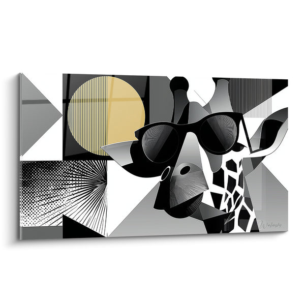Tableau Girafe à lunettes noir et blanc - Attitude affirmée - Edition Girafe