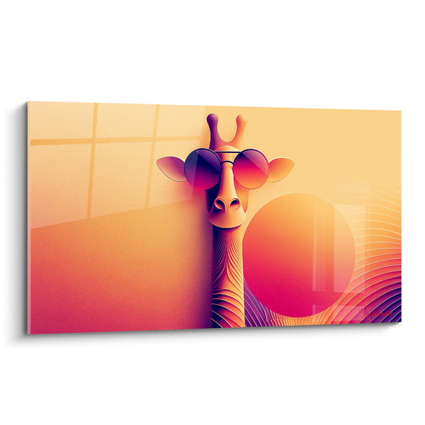 Tableau Girafe à lunettes de soleil roses - Clin d'œil solaire - Edition Girafe