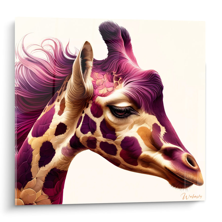 Quadri Giraffa magenta con macchie dorate - Sogno sontuoso - Edizione Giraffa