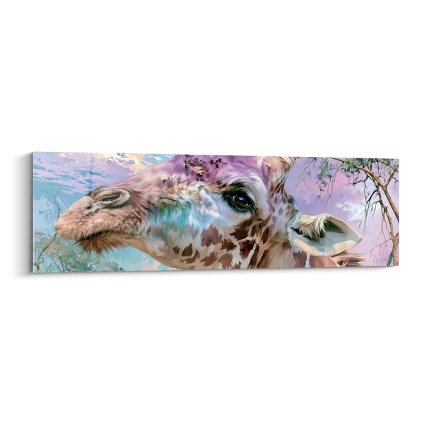 Tableau Girafe museau rose et ciel pastel - Douceur savane - Edition Girafe