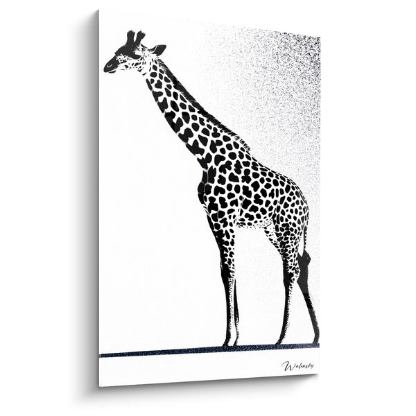 Tableau Girafe noire et blanche silhouette graphique - Silhouette suspendue - Edition Girafe