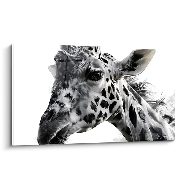 Tableau Girafe noir et blanc taches marquées - Regard de la savane - Edition Girafe