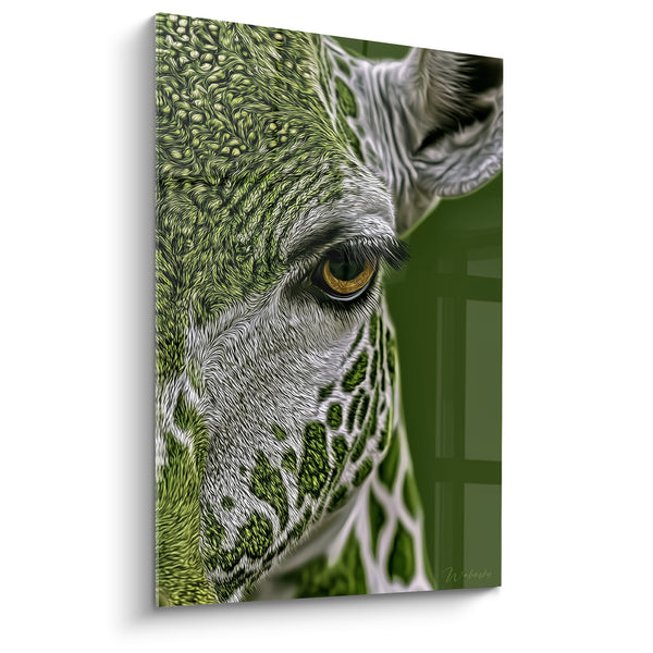 Tableau Girafe verte au regard doré - Regard perçant - Edition Girafe
