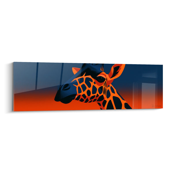 Tableau Girafe orange aux taches bleu marine - Regard nocturne - Edition Girafe