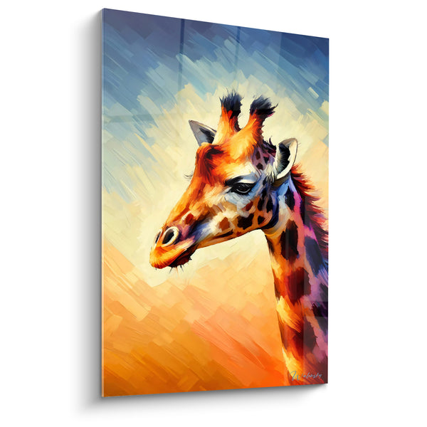 Tableau Girafe orange aux touches violettes - Veille du crépuscule - Edition Girafe