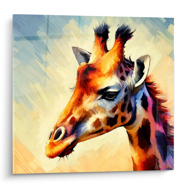 Quadri Giraffa arancione con crini viola - Quiete selvaggia - Edizione Giraffa