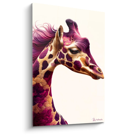 Tableau Girafe aux taches pourpres et dorées - Songerie pourpre - Edition Girafe