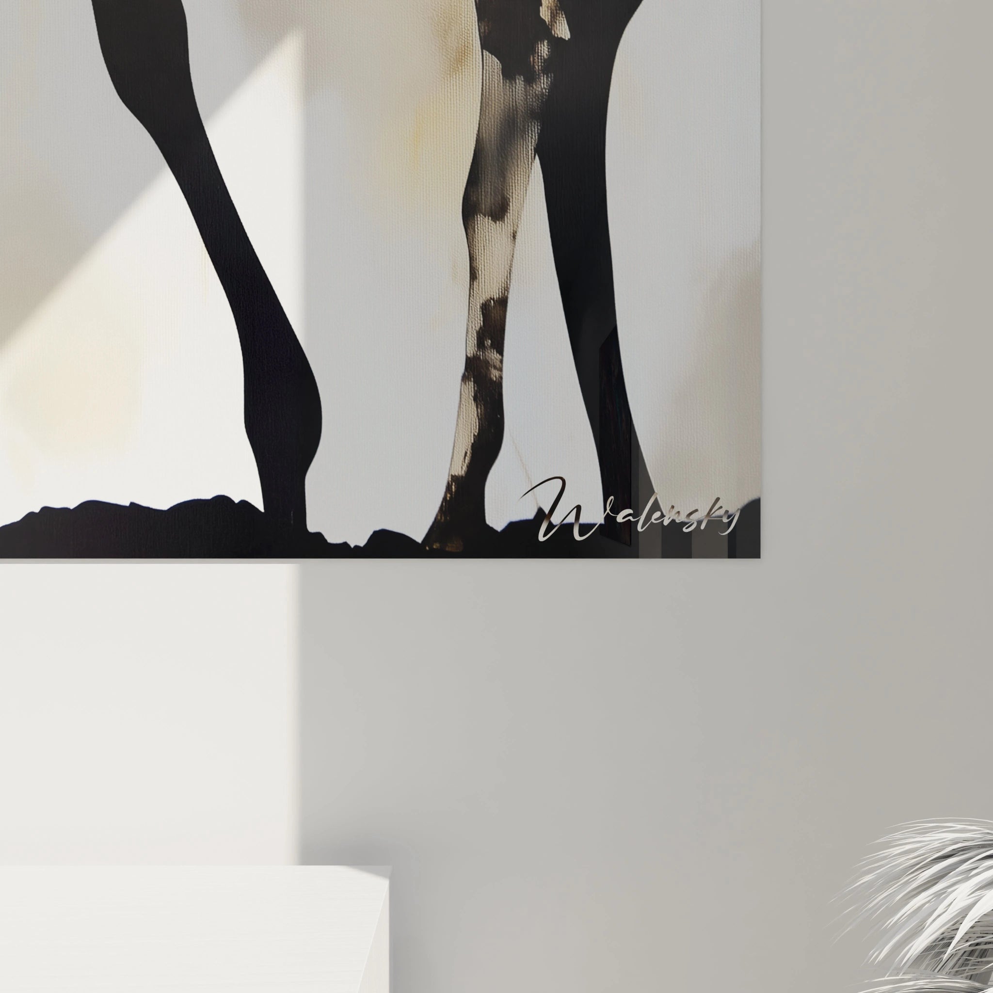 Tableau girafe Walensky avec une illustration artistique en noir et blanc pour la décoration intérieure
