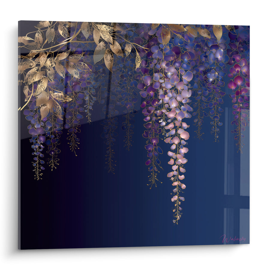 Cuadro Glycine azul marino y dorado nocturno - Jardín nocturno - Edición Glycine