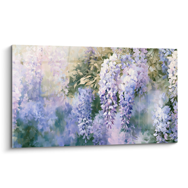 Tableau Grappes mauves et blanches en abondance foisonnante - Brume florale dense - Edition Glycine
