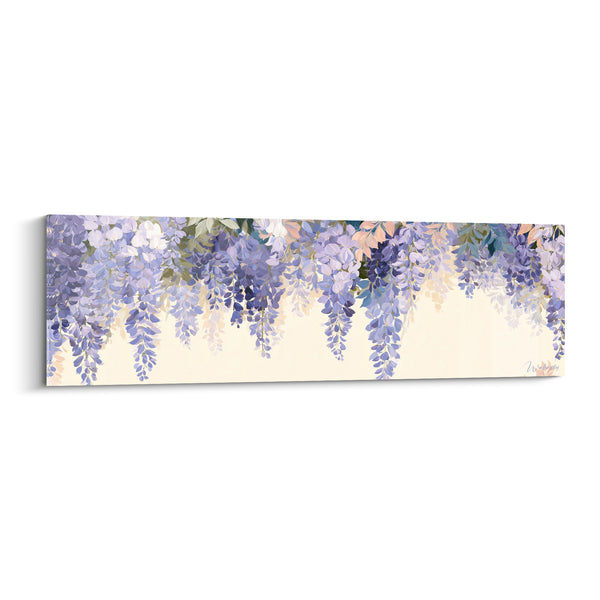 Tableau Grappes mauves et ivoire suspendues en rangée - Rangée de pompons - Edition Glycine