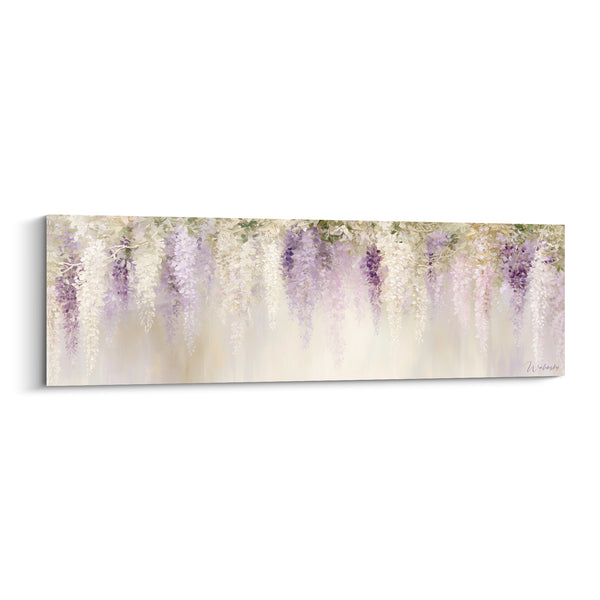 Tableau Grappes ivoire et mauves à rangée régulière - Alignement de pompons - Edition Glycine