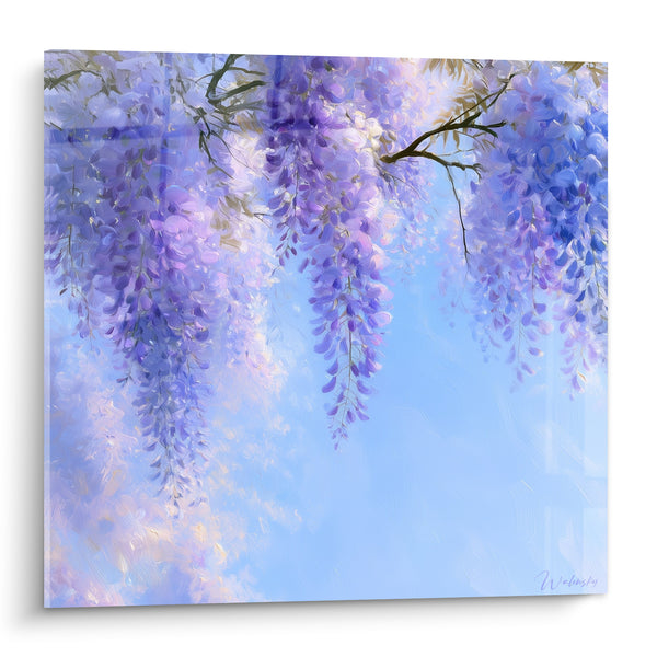 Tableau Grappes mauves et ciel bleu - Douceur printanière - Edition Glycine