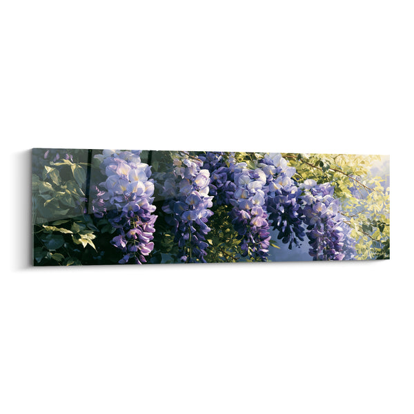 Tableau Grappes mauves et vert profond baignées de lumière - Éveil du jardin - Edition Glycine