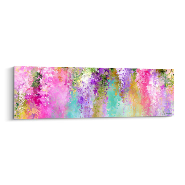 Tableau Grappes roses et turquoise aux teintes acidulées - Éclat vitaminé - Edition Glycine