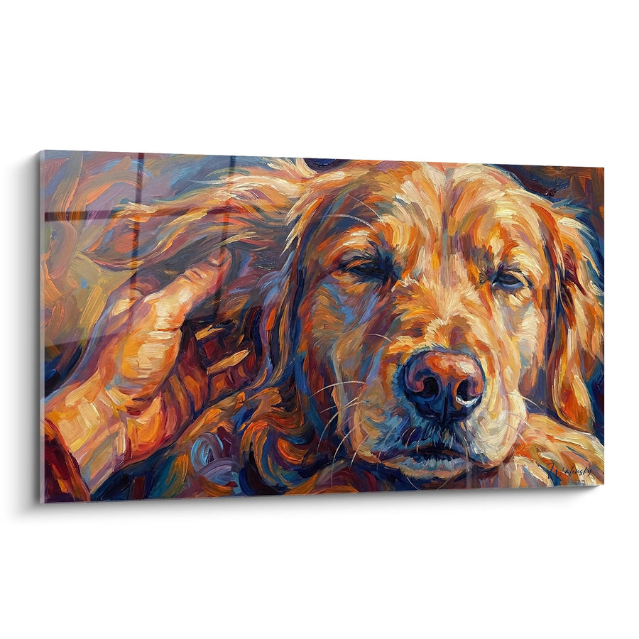 Tableau Golden Retriever Endormi aux Tons Dorés - Sérénité Canine - Edition Tableau Golden Retriever